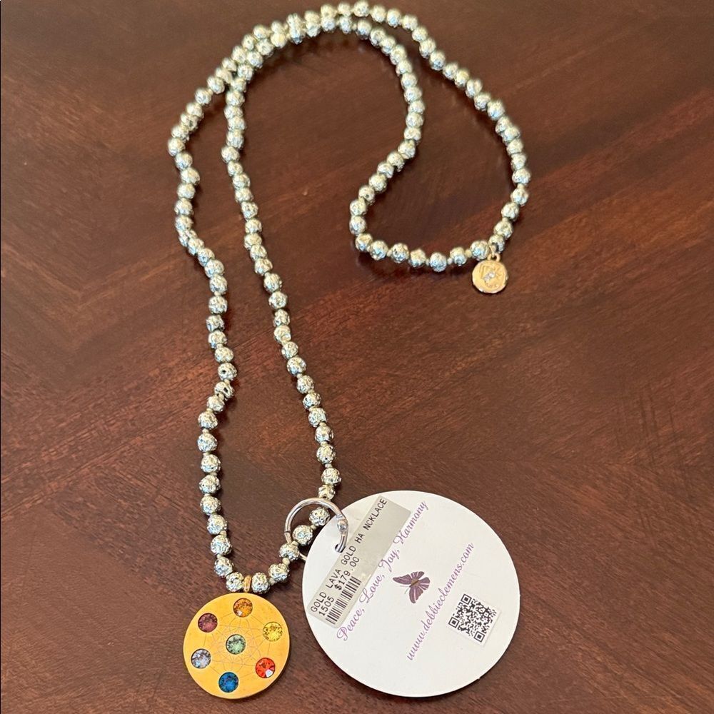 Debbie Clemens Gold Lava Necklace 19”